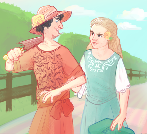 With Times A-Changin' Enola Holmes and Lady Cecily enjoying a promenade arm-in-arm sometime in the early 20th century